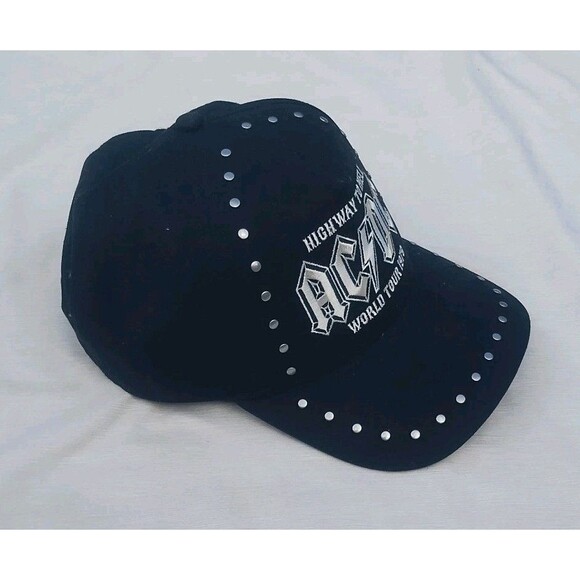 AC/DC Hat Black Studded Snapback Cap Highway To Hell World Tour 1979 Band NWT - Picture 3 of 4